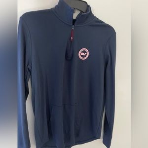 WOMENS NAVY BLUE VINEYARD VINES QUARTER-ZIP